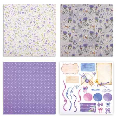 Бумага для скрапбукинга 30х30 см "Прованс", двусторонняя, 12 листов, 12 дизайнов, 180 г/м2, ОСТРОВ СОКРОВИЩ, 662765 - Наборы бумаги