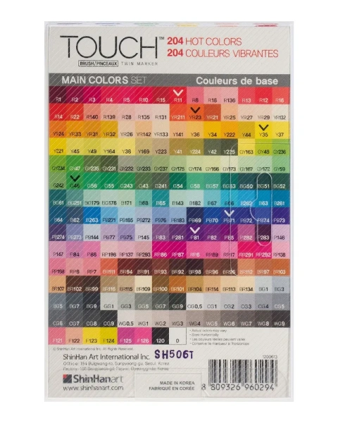 Набор маркеров  TOUCH BRUSH Main Colors 6цв. основные цвета - Скетчмаркеры в наборах