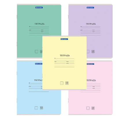 Тетради 12 л. КОМПЛЕКТ 20 шт. BRAUBERG "КЛАССИКА NEW", линия, обложка картон, АССОРТИ (5 видов), 880052 - Тетради 12-24 листов