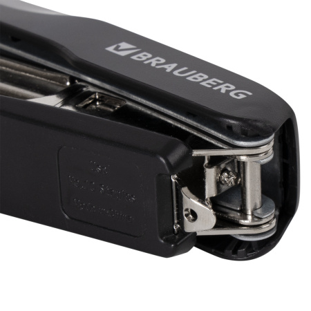 Степлер №10 BRAUBERG "Extra", до 20 листов, антистеплер, черно-серый, 229080 - Степлеры настольные