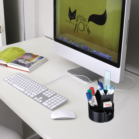 Подставка-органайзер STAFF Basic, 120х120х110 мм, 5 отделений, черная, 237949, 77 - Подставки канцелярские без наполнения