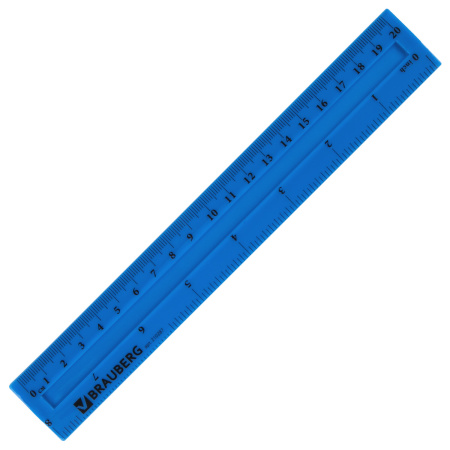 Линейка пластиковая 20 см, BRAUBERG "Crystal Vivid", непрозрачная, флуоресцентная ассорти, европодвес, 210287 - Линейки