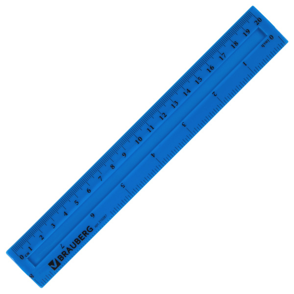 Линейка пластиковая 20 см, BRAUBERG "Crystal Vivid", непрозрачная, флуоресцентная ассорти, европодвес, 210287 - Линейки