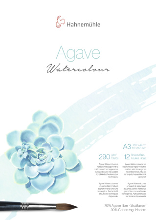 Альбом-склейка для акварели Hahnemuhle «Agave», 290 г/м2, А3, 12 л, волокно агавы 70% и хлопок 30%, среднее зерно
