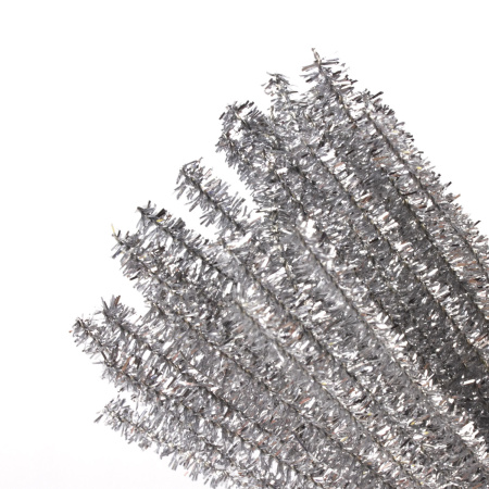 Проволока синельная для творчества "Блестящая", серебряная, 30 шт., 0,6х30 см, ОСТРОВ СОКРОВИЩ, 661544 - Проволока синельная (пушистая)