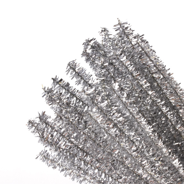 Проволока синельная для творчества "Блестящая", серебряная, 30 шт., 0,6х30 см, ОСТРОВ СОКРОВИЩ, 661544 - Проволока синельная (пушистая)