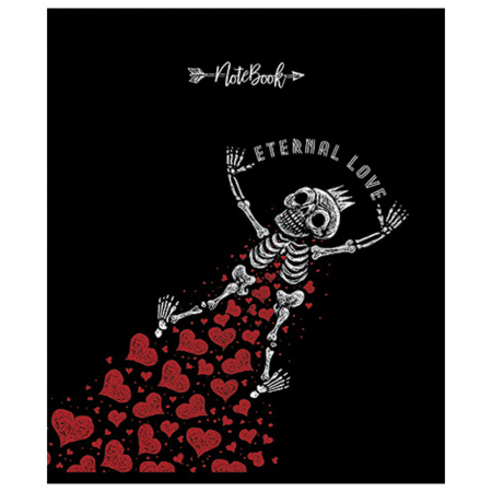 Тетрадь А5, 48 л., ПЗБМ, скоба, клетка, Soft Touch, фольга, конгрев, лак, "Вечная любовь" (5 видов), 028930 - Тетради 40-48 листов