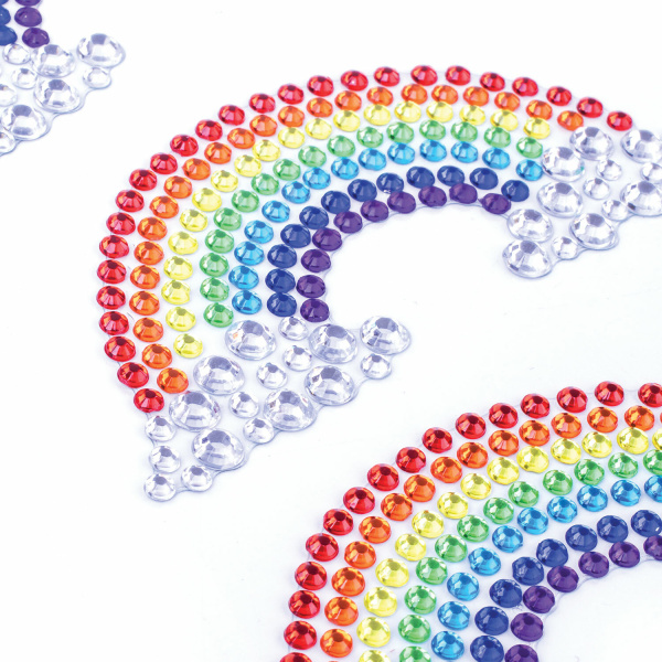 Наклейки готовые из страз РАДУГА, 3 декоративных элемента, 9,5х15,5 см, ОСТРОВ СОКРОВИЩ, 662236 - Стразы для творчества