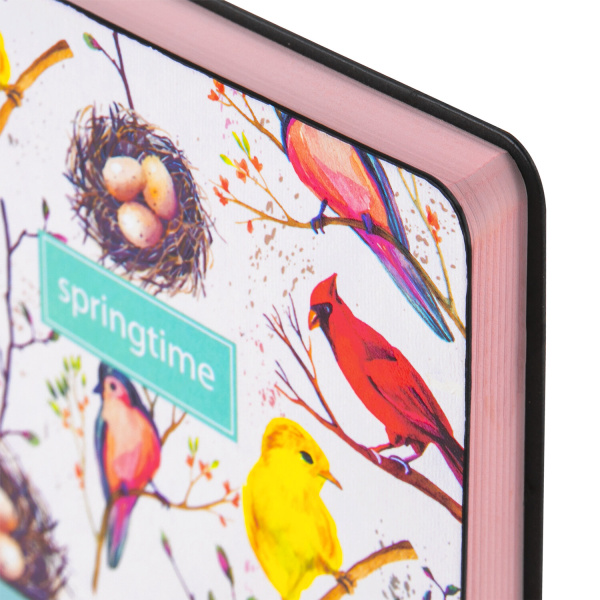 Ежедневник недатированный А5 (138х213 мм), BRAUBERG VISTA, под кожу, гибкий, 136 л., "Birds", 112021 - Ежедневники с покрытием "под кожу и ткань"