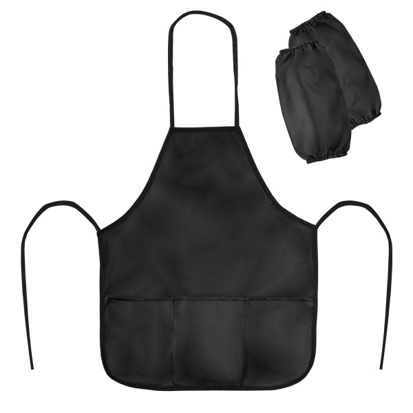 Фартук с нарукавниками для уроков труда ПИФАГОР, 3 кармана, стандарт, 44х55 см, черный, 271094