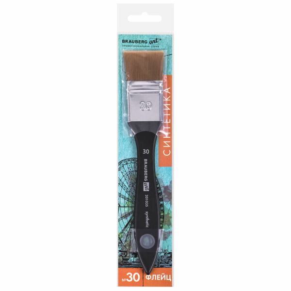 Кисть художественная профессиональная, синтетика, флейц, № 30, BRAUBERG ART CLASSIC, 201035 - Кисти художественные из синтетического волоса