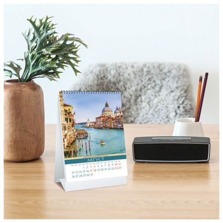 Календарь-домик настольный на гребне на 2024 г., 105х160 мм, вертикальный, "Вокруг света", HATBER, 12КД6гр_25128 - Календари настольные