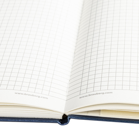 Блокнот А5 (148x218 мм), BRAUBERG "Metropolis Special", под кожу, 80 л., резинка, клетка, сапфировый, 113336 - Бизнес-блокноты и бизнес-тетради