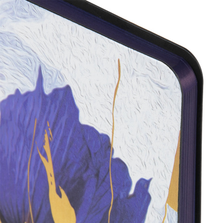 Ежедневник недатированный А5 (138х213 мм), BRAUBERG VISTA, под кожу, гибкий, 136 л., "Blue flowers", 112013 - Ежедневники с покрытием "под кожу и ткань"