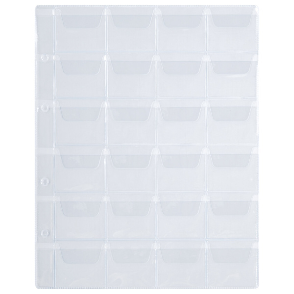 Листы-вкладыши для альбома "OPTIMA" на 24 монеты d до 38 мм, КОМПЛЕКТ 10 шт., 200х250 мм, ПВХ, STAFF, 238084