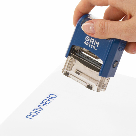 Штамп стандартный "ПОЛУЧЕНО", оттиск 38х14 мм синий, GRM 4911 Р3, 110491170 - Штампы стандартных слов