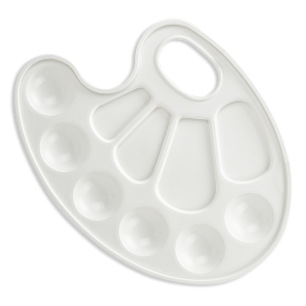 Палитра для рисования BRAUBERG KIDS, белая, овальная, 10 ячеек, 192353 - Аксессуары для рисования