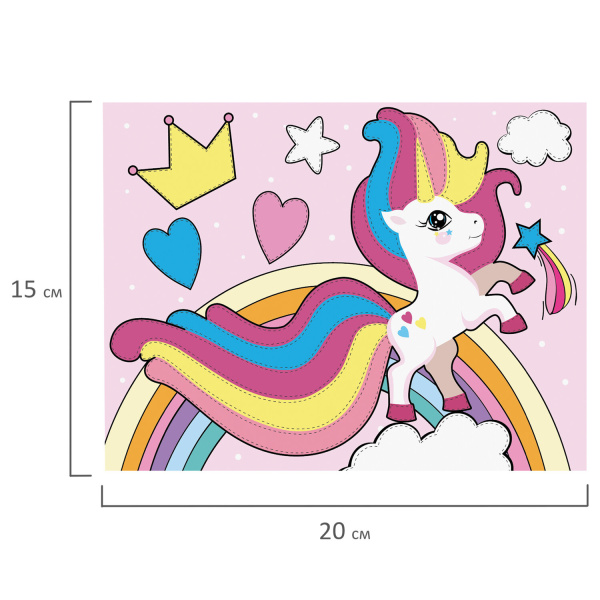 Набор для творчества "Аппликация из фольги", "Пони", самоклеящаяся основа 20х15 см, ЮНЛАНДИЯ, 662384 - Создание аппликаций