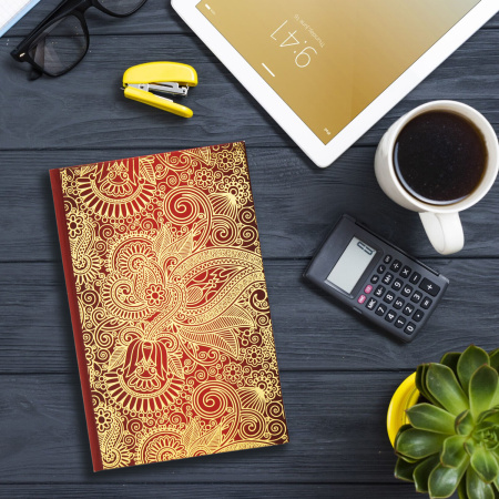 Блокнот А5 (135х206 мм), 80 л., твердый переплет, клетка, фольга, BRAUBERG, "Восточный узор", 126053 - Блокноты в книжном переплете