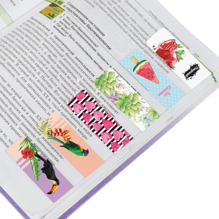 Закладки для книг МАГНИТНЫЕ, "MIX", набор 30 шт., 60x20 мм, BRAUBERG, 113175 - Закладки для книг