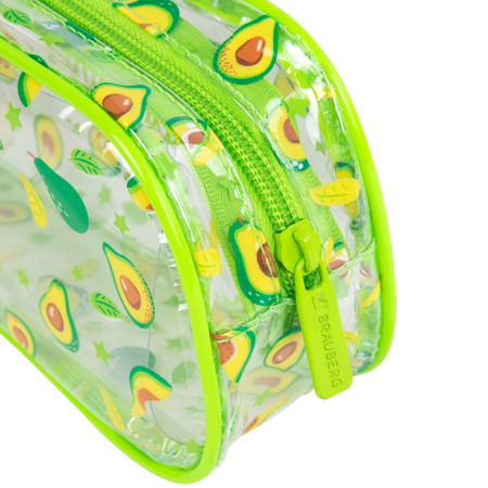 Пенал-косметичка BRAUBERG LUCENT на молнии, прозрачный, "Avocado", 21х5х9 см, 270054 - Пеналы мягкие