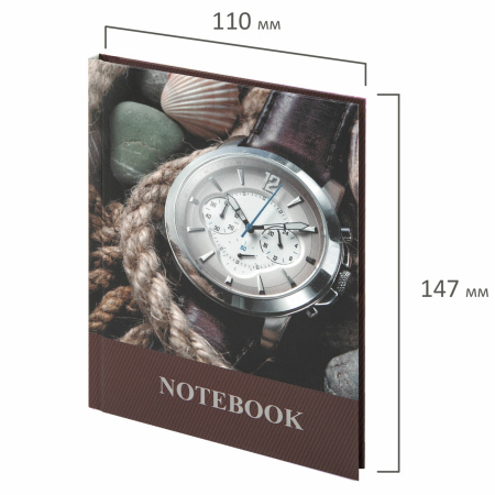 Блокнот МАЛЫЙ ФОРМАТ 110х147 мм А6, 80 л., ламинированная обложка, выборочный лак, клетка, BRAUBERG, "Время", 123242 - Блокноты в книжном переплете