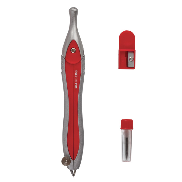 Готовальня BRAUBERG "Extra", 3 предмета (циркуль 125 мм, точилка, грифель), в пенале, 210685 - Циркули и готовальни