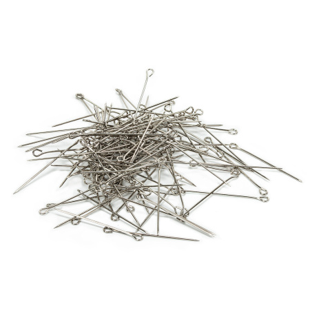 Булавки универсальные с головками-петельками BRAUBERG, 30 мм, 500 штук, в пластиковой коробке, 271319 - Булавки