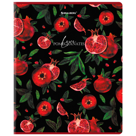 Тетрадь А5, 48 л., BRAUBERG, скоба, клетка, матовая ламинация, выборочный лак, "Гранаты" (микс в спайке), 404376 - Тетради 40-48 листов