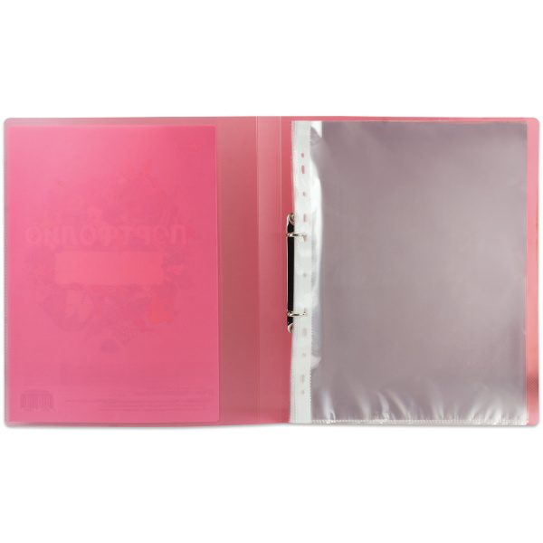 Папка для портфолио школьника, 2 кольца, 20 файлов, пластик полупрозрачный, красная, BRAUBERG, 126558 - Портфолио