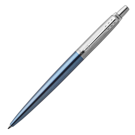 Ручка шариковая PARKER "Jotter Core Waterloo Blue CT", корпус голубой, детали хром, синяя, 1953191 - Ручки шариковые подарочные