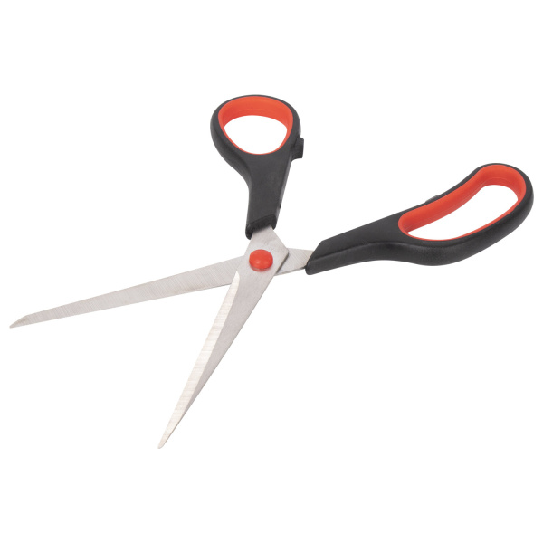 Ножницы STAFF EVERYDAY, 215 мм, бюджет, резиновые вставки, черно-красные, ПВХ чехол, 237500 - Ножницы универсальные