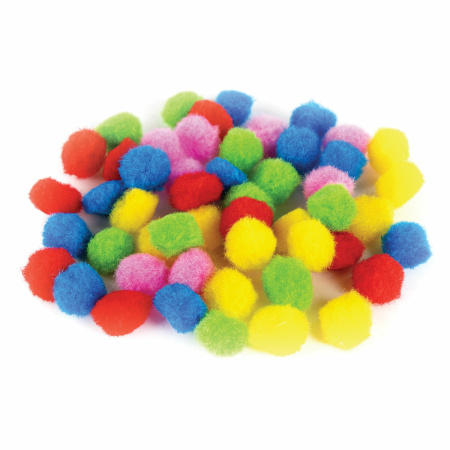 Помпоны для творчества, 5 цветов, 15 мм, 50 шт., ОСТРОВ СОКРОВИЩ, 661426 - Помпоны для творчества