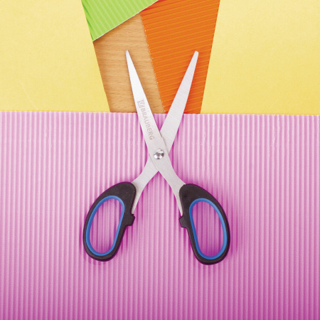 Ножницы BRAUBERG "Classic+", 160 мм, черно-синие, классической формы, резиновые вставки, 236447 - Ножницы универсальные