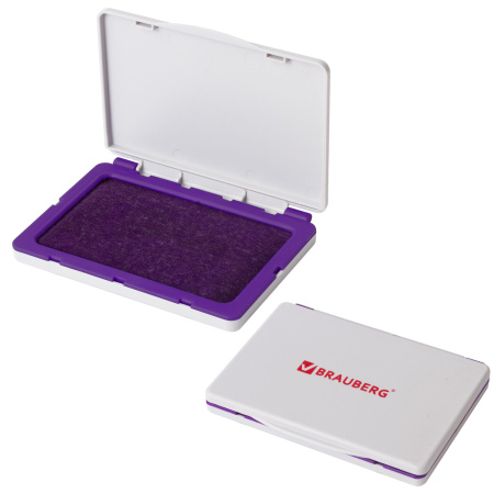 Штемпельная подушка BRAUBERG, 100х80 мм (рабочая поверхность 90х50 мм), фиолетовая краска, 236869 - Подушки штемпельные настольные