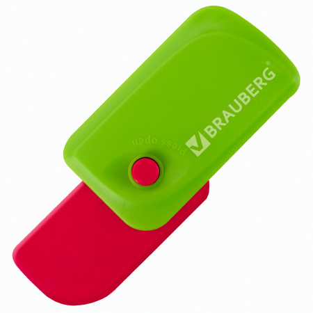 Ластик выкидной BRAUBERG "Delta", 60х33х18 мм, цвет ассорти, пластиковый держатель ассорти, 223594 - Ластики классические