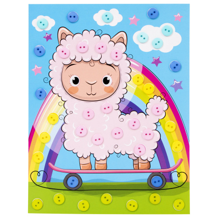 Набор для творчества "Аппликация из пуговиц", "Альпака", основа 20х15 см, ЮНЛАНДИЯ, 662395 - Создание аппликаций