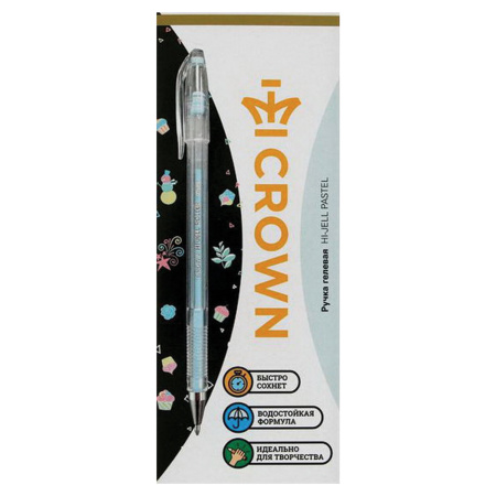 Ручка гелевая CROWN "Hi-Jell Pastel", ЖЕЛТАЯ ПАСТЕЛЬ, узел 0,8 мм, линия письма 0,5 мм, HJR-500P - Ручки гелевые неавтоматические