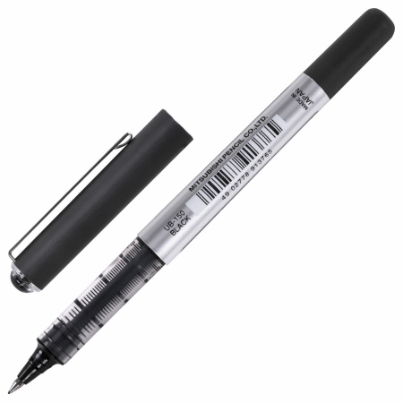 Ручка-роллер Uni-Ball Eye, ЧЕРНАЯ, корпус серебро, узел 0,5 мм, линия 0,3 мм, UB-150 BLACK - Ручки-роллеры