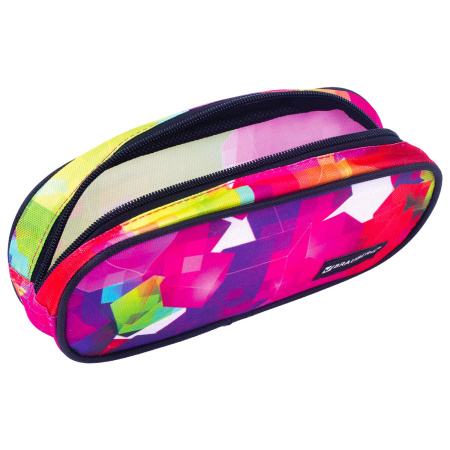 Пенал-косметичка BRAUBERG овальный, полиэстер, "Geometry", 22х9х5 см, 229272 - Пеналы мягкие