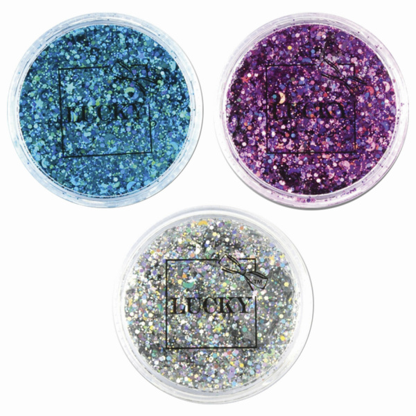 Косметика детская Гель-блестки для тела/лица "3 цвета", 25 мл, с кисточкой, блистер, LUKKY, Т11929 - Детская косметика