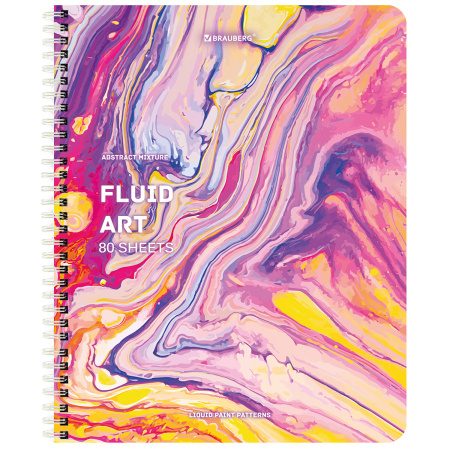 Тетрадь А5 80 л. BRAUBERG гребень, клетка, "Colorful Art" (4 вида в спайке), 404414 - Тетради более 60 листов