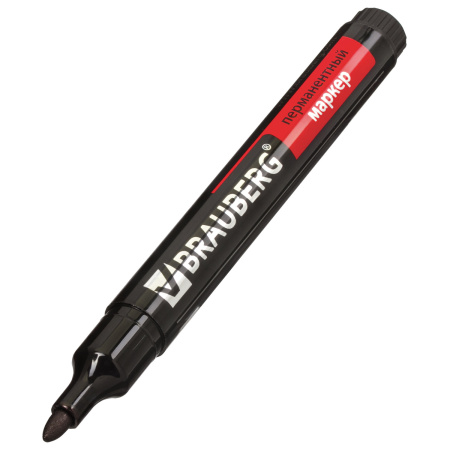 Маркер перманентный BRAUBERG "Contract", ЧЕРНЫЙ, круглый наконечник, 3 мм, 150465 - Маркеры перманентные