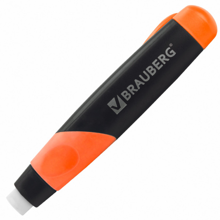 Ластик выдвижной BRAUBERG "Blaster", 112х21х24мм, белый, пластиковый держатель ассорти, 223593 - Ластики классические