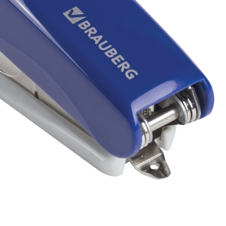 Степлер №10 BRAUBERG "Germanium", до 12 листов, с антистеплером, синий, ГАРАНТИЯ 5 ЛЕТ, 226569 - Степлеры настольные