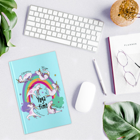 Блокнот А5 (134х206 мм), 80 л., твёрдый, клетка, выборочный лак, BRAUBERG KIDS, "Единорожки", 114426 - Блокноты детские