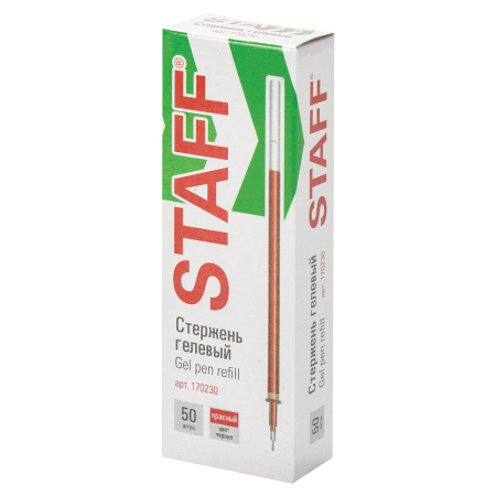 Стержень гелевый STAFF "Basic" GPR-229, 135 мм, КРАСНЫЙ, игольчатый узел 0,5 мм, линия 0,35 мм, 170230 - Стержни для ручек гелевых