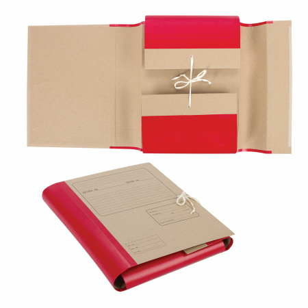 Папка для бумаг архивная А4 (225х310 мм), 80 мм, 4 завязки, крафт, корешок - бумвинил, 123203 - Папки картонные с завязками