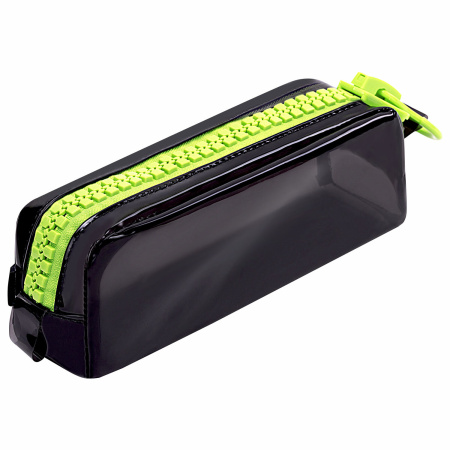 Пенал BRAUBERG с объемной "тракторной" молнией, 1 отделение, ПВХ, 22х8х6,5 см, "Neon green", 271564 - Пеналы мягкие