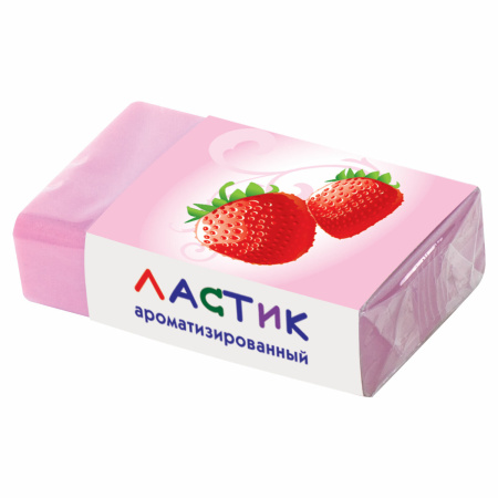 Ластик ПИФАГОР "Фрукты", 35х21х9 мм, ароматизированный, ассорти, картонный держатель, 222477 - Ластики классические